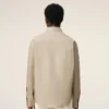 Chemise Ami de Coeur en coton beige, coupe carrée et brodée