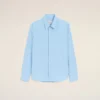 Chemise Ami de Coeur en coton bleu brodée par un tailleur