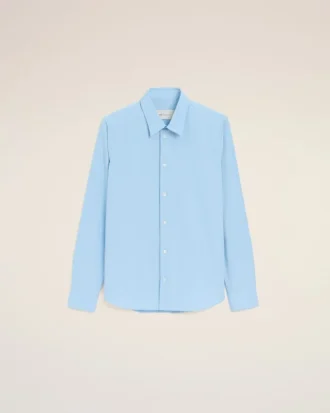 Chemise Ami de Coeur en coton bleu brodée par un tailleur