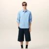 Chemise Ami de Coeur en coton bleu brodée par un tailleur