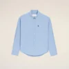 Chemise Ami de Coeur en coton bleu, coupe carrée et brodée