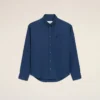 Chemise Ami de Coeur en coton bleu, coupe carrée et brodée