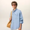 Chemise Ami de Coeur en coton bleu, coupe carrée et brodée