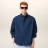 Chemise Ami de Coeur en coton bleu, coupe carrée et brodée