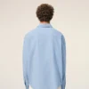 Chemise Ami de Coeur en coton bleu, coupe carrée et brodée