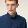 Chemise Ami de Coeur en coton bleu, coupe carrée et brodée