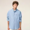 Chemise Ami de Coeur en coton bleu, coupe carrée et brodée