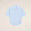 Chemise Ami de Coeur à manches courtes en coton bleu, coupe carrée