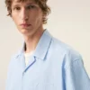 Chemise Ami de Coeur à manches courtes en coton bleu, coupe carrée