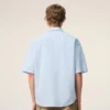 Chemise Ami de Coeur à manches courtes en coton bleu, coupe carrée