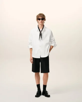 Chemise ample Ami de Coeur à col pointu en coton blanc