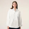 Chemise ample Ami de Coeur à col pointu en coton blanc