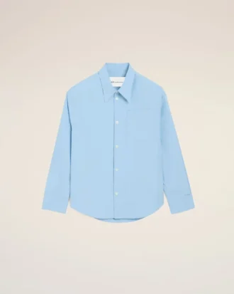 Chemise ample Ami de Coeur à col pointu en coton bleu
