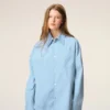 Chemise ample Ami de Coeur à col pointu en coton bleu