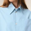 Chemise ample Ami de Coeur à col pointu en coton bleu