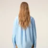 Chemise ample Ami de Coeur à col pointu en coton bleu