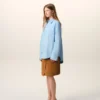 Chemise ample Ami de Coeur à col pointu en coton bleu