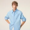 Chemise ample Ami de Coeur à col pointu en coton bleu