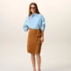 Chemise ample Ami de Coeur à col pointu en coton bleu