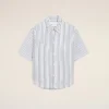 Chemise ample Ami de Coeur à manches courtes en coton rayé blanc