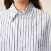 Chemise ample Ami de Coeur à manches courtes en coton rayé blanc