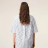 Chemise ample Ami de Coeur à manches courtes en coton rayé blanc