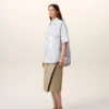 Chemise ample Ami de Coeur à manches courtes en coton rayé blanc