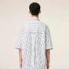 Chemise ample Ami de Coeur à manches courtes en coton rayé blanc