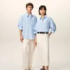 Chemise ample Ami de Coeur à manches longues en coton bleu