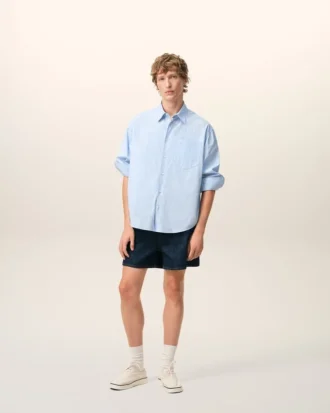 Chemise ample Ami de Coeur à manches longues en coton bleu