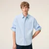 Chemise ample Ami de Coeur à manches longues en coton bleu