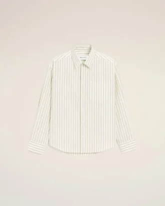 Chemise carrée Ami de Coeur en coton rayé blanc