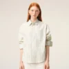 Chemise carrée Ami de Coeur en coton rayé blanc