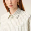 Chemise carrée Ami de Coeur en coton rayé blanc