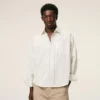 Chemise carrée Ami de Coeur en coton rayé blanc
