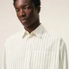 Chemise carrée Ami de Coeur en coton rayé blanc
