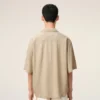 Chemise carrée Ami Paris à manches courtes et broderie, couleur beige
