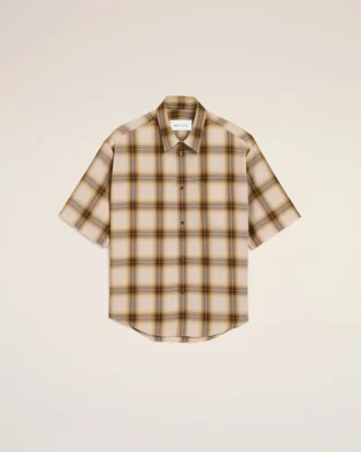 Chemise carrée à carreaux beiges Ami de Coeur en toile