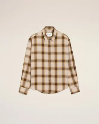 Chemise carrée à carreaux beiges Ami de Coeur en toile