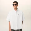 Chemise carrée en coton blanc brodée Ami de Coeur