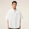 Chemise carrée en coton blanc brodée Ami de Coeur