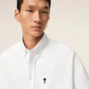 Chemise carrée en coton blanc brodée Ami de Coeur