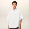 Chemise carrée en coton blanc brodée Ami de Coeur