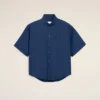 Chemise carrée en coton bleu brodée « Ami de Coeur »