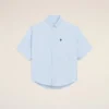 Chemise carrée en coton bleu brodée « Ami de Coeur »