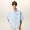 Chemise carrée en coton bleu brodée « Ami de Coeur »