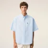 Chemise carrée en coton bleu brodée « Ami de Coeur »