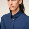 Chemise carrée en coton bleu brodée « Ami de Coeur »