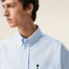 Chemise carrée en coton bleu brodée « Ami de Coeur »