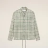 Chemise carrée en coton à carreaux verts